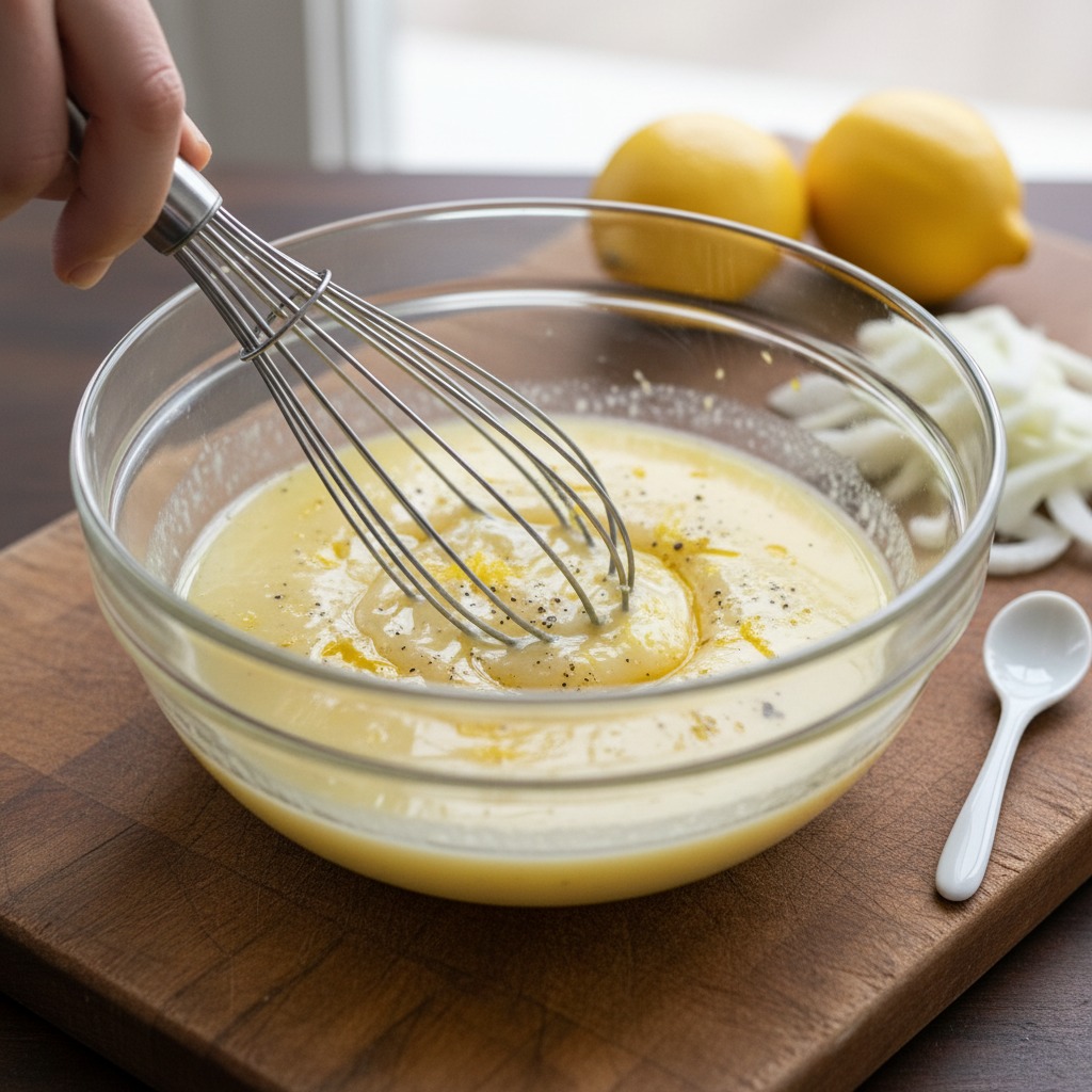Whisk the lemon dressing