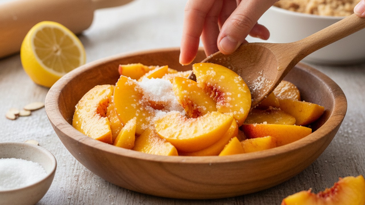 Prepare the peach filling