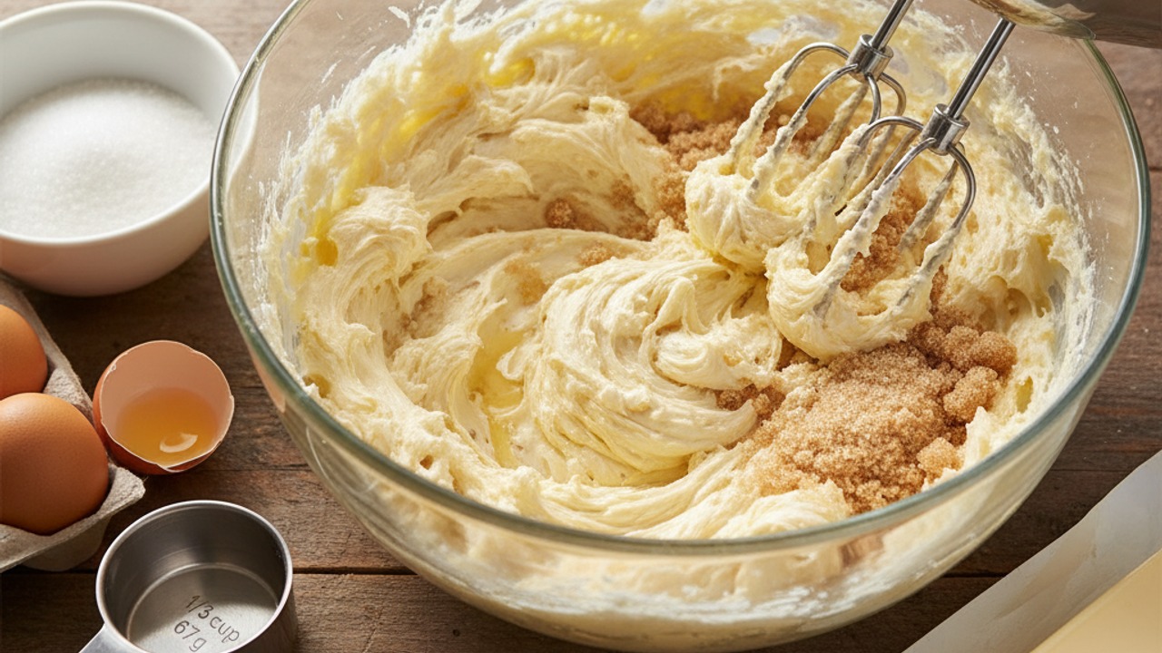Measure and cream the wet ingredients
