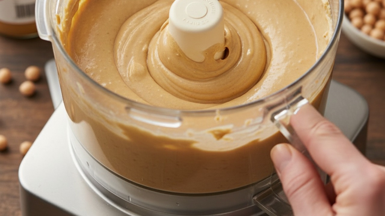 Blend chickpeas and wet ingredients
