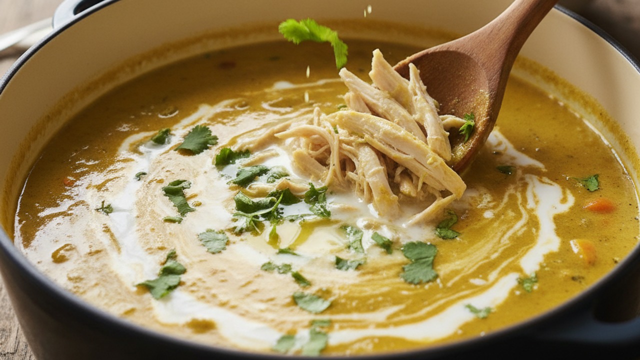 Finish with coconut milk and return chicken