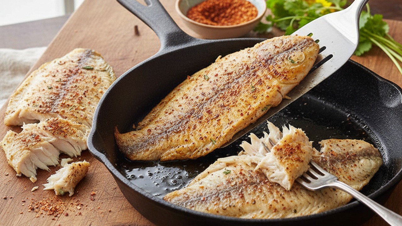 Season and pan-sear the fish