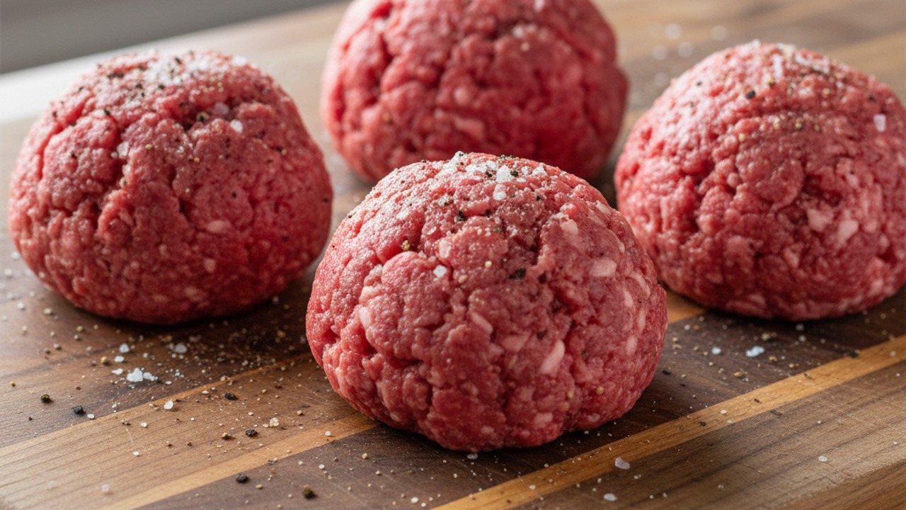 Portion and lightly season the beef