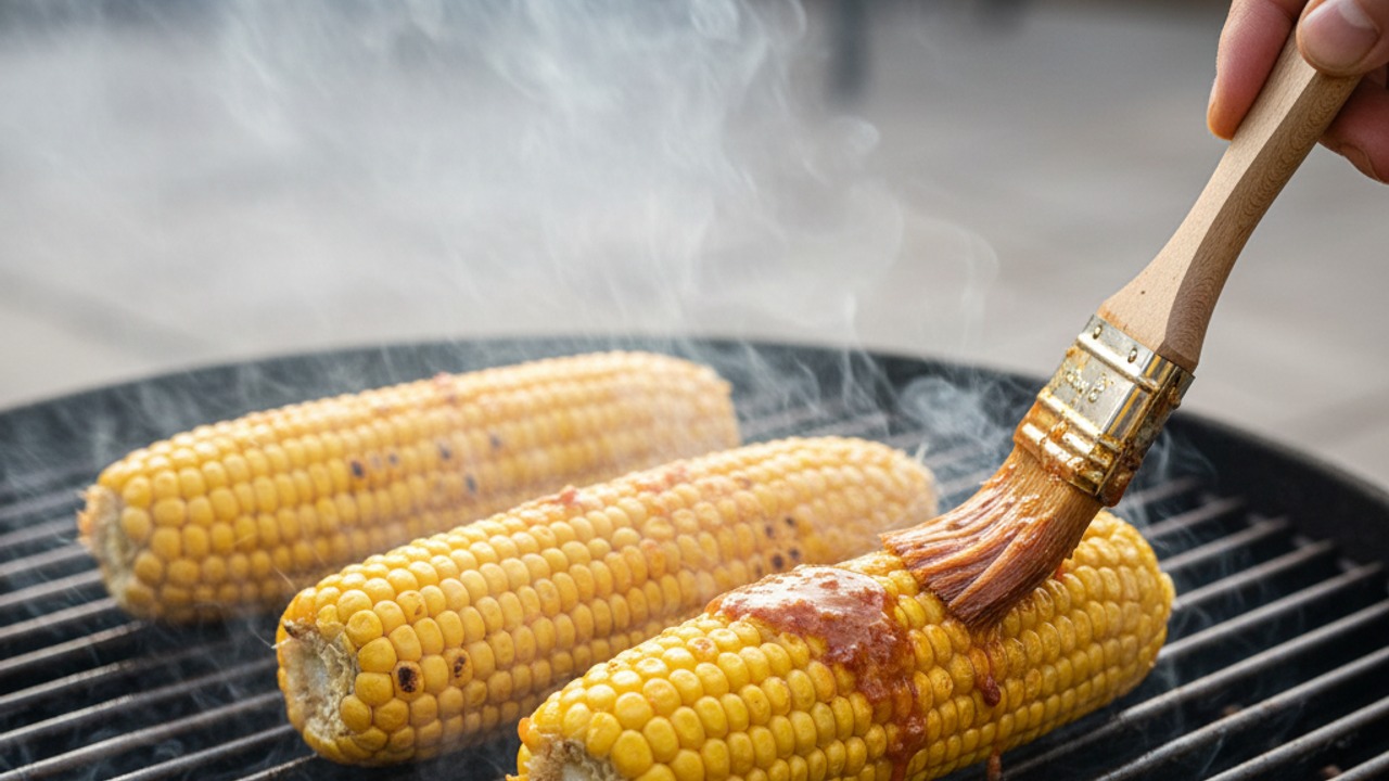 Smoke and baste the corn
