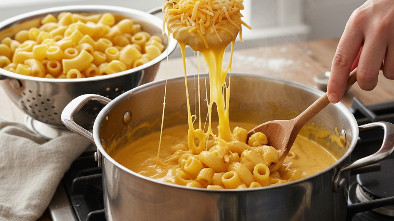 Incorporate the cheese and combine with pasta