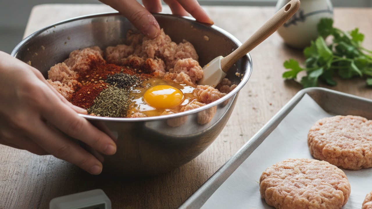 Mix and form chicken patties