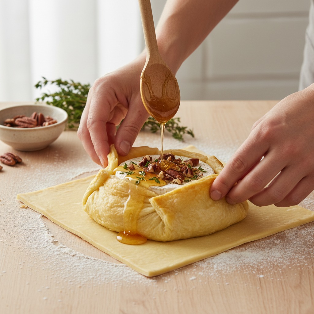 Prepare the brie and pastry