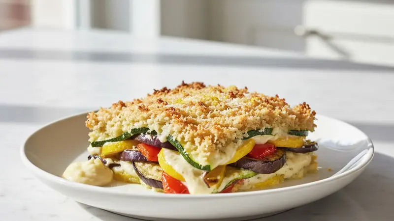 Make-Ahead Grilled Summer Vegetable Gratin with Parmesan & Lemon — Labor Day Steak Side
