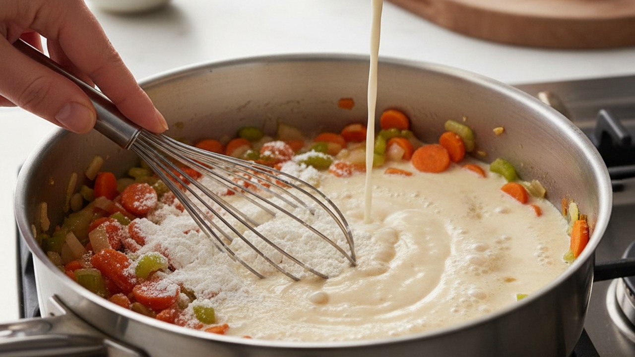 Make a creamy base (roux and milk)