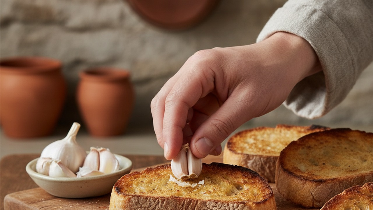 Rub with garlic
