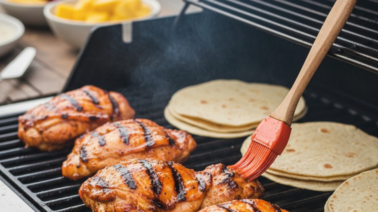 Grill the chicken and warm tortillas