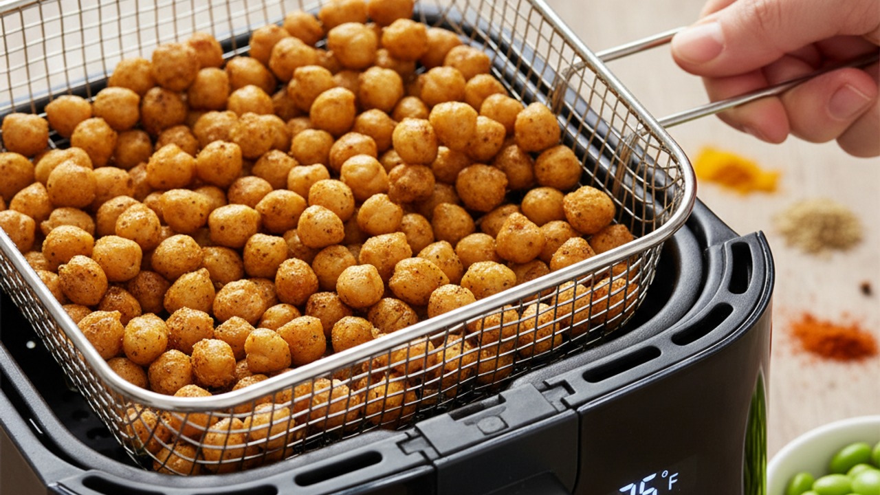 Air-fry chickpeas for initial crisp