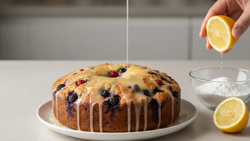 Make lemon glaze and slice