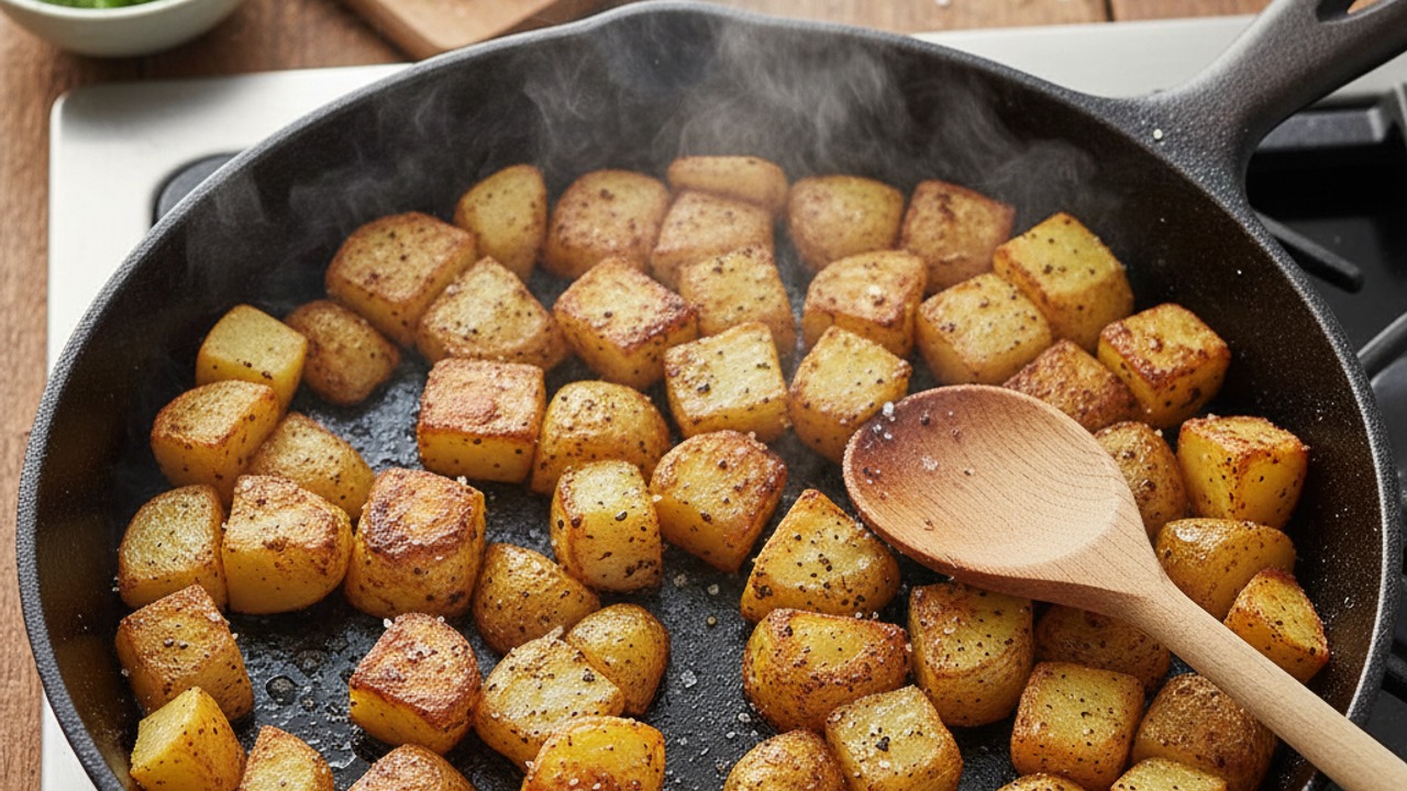 Crisp the potatoes