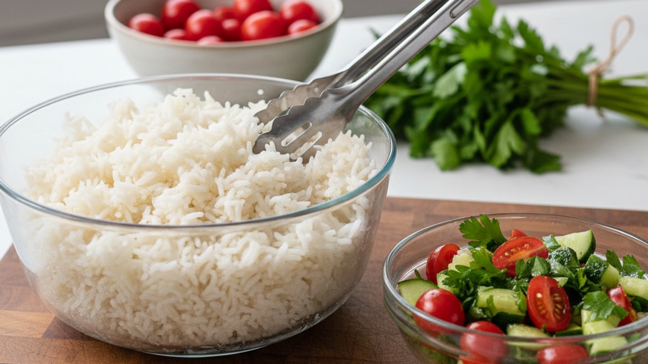 Prepare rice and vegetables