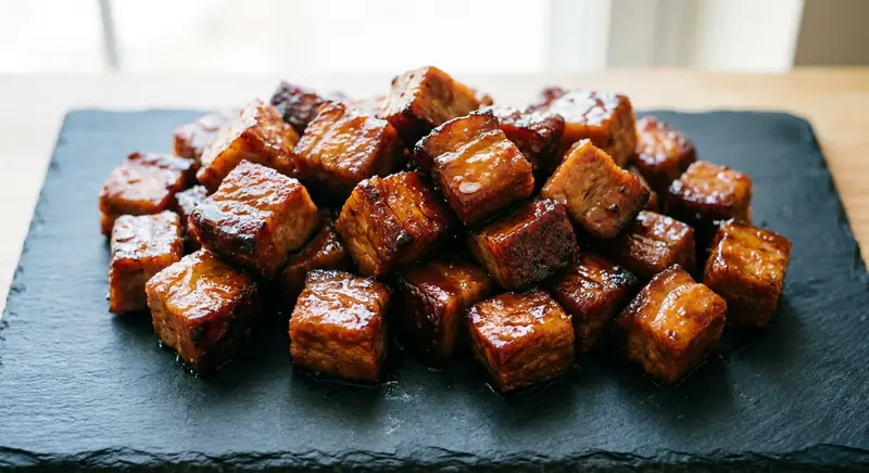 Hickory-Smoked Pork Shoulder Burnt Ends with Bourbon-Maple Glaze