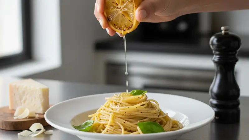 Brighten with charred lemon and adjust seasoning