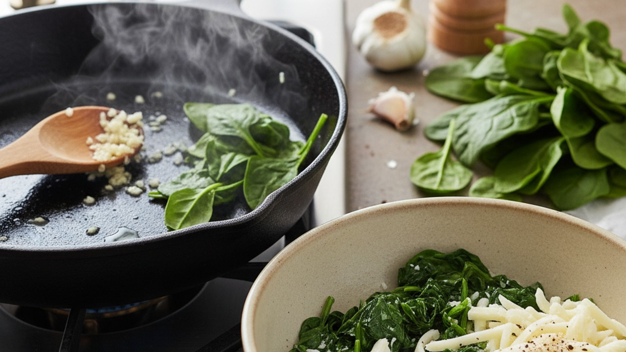Make the spinach-mozzarella filling
