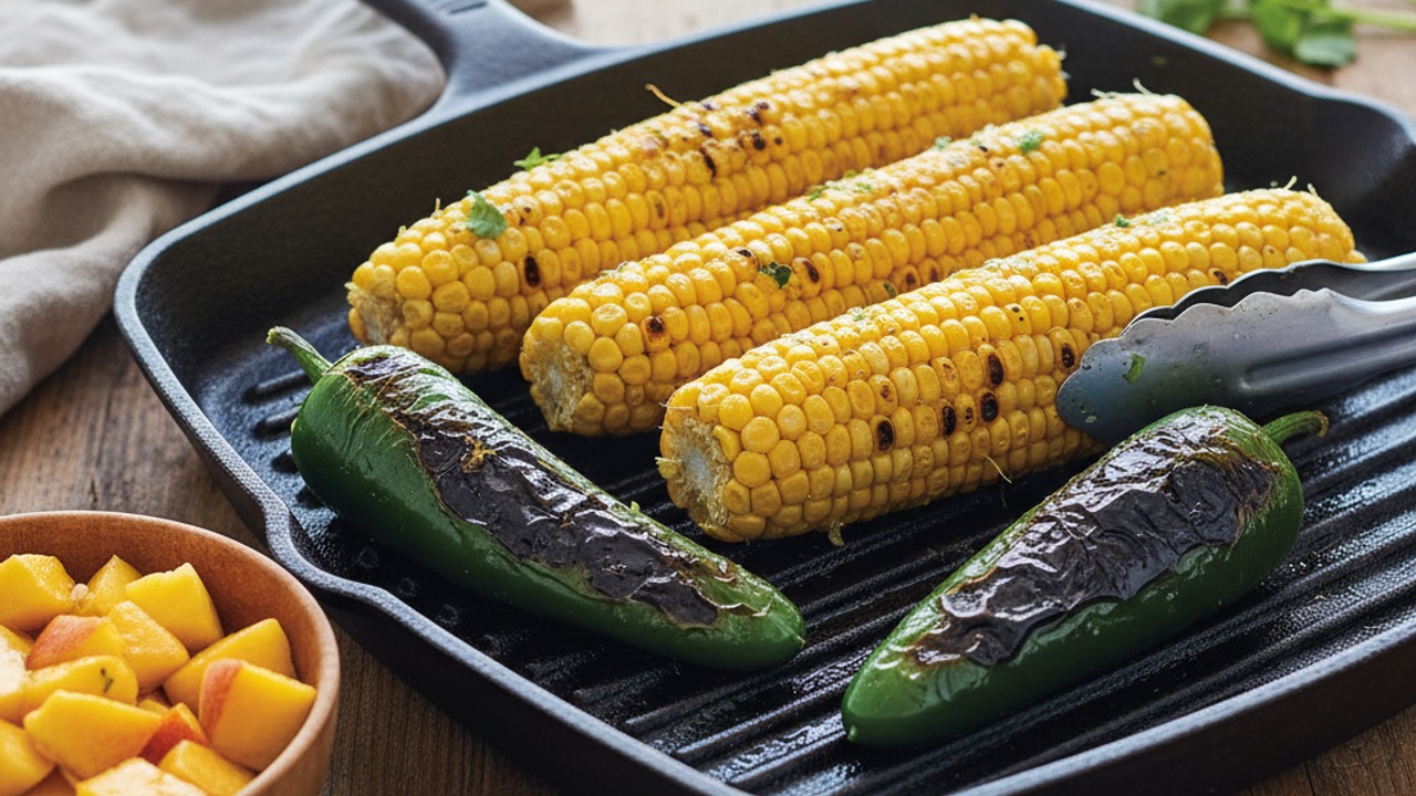 Char the corn and jalapeño