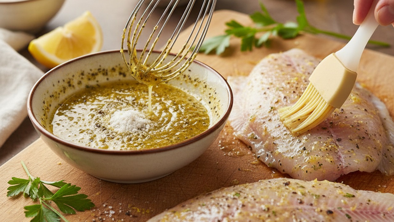 Make the lemon-pepper seasoning and coat
