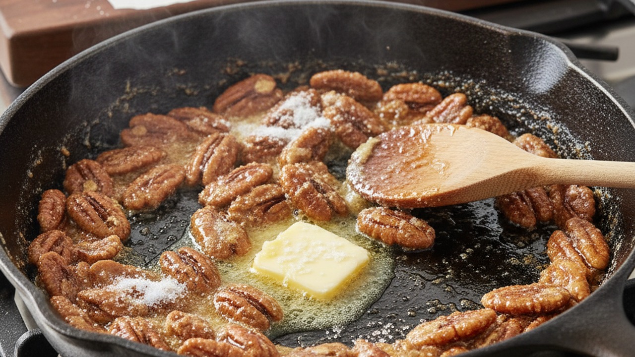 Make the candied pecans