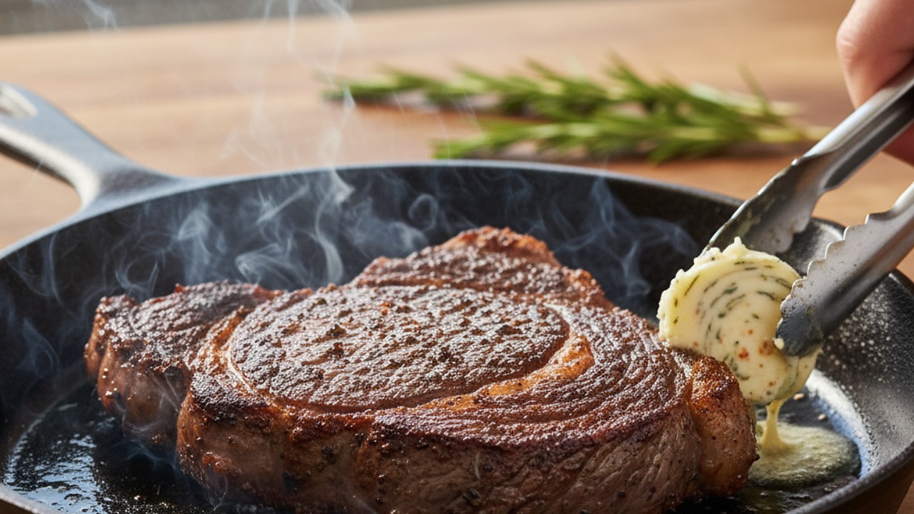 Sear over very high heat for a deep crust