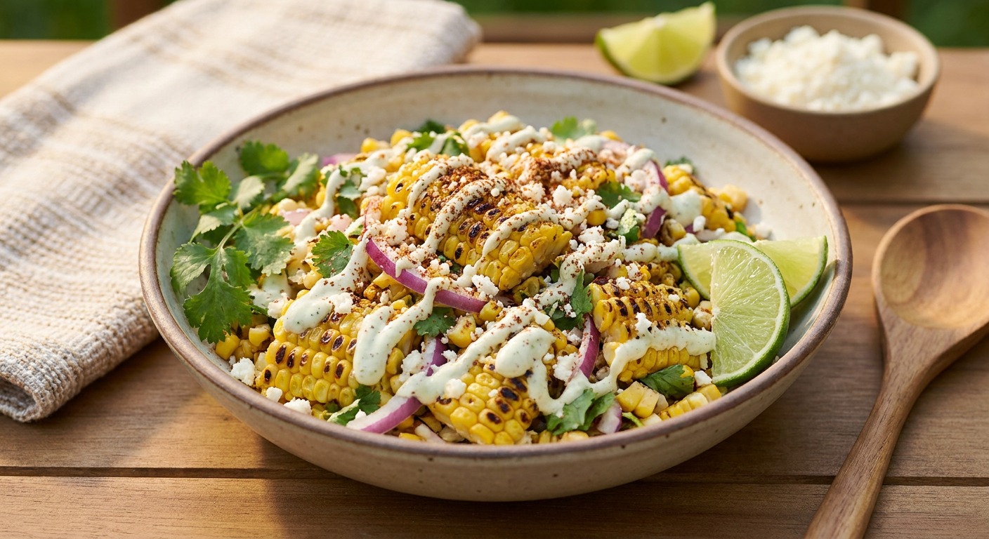 Charred Corn Salad with Lime Cotija and Chili Powder