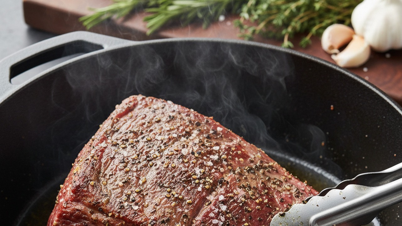 Season and sear the roast