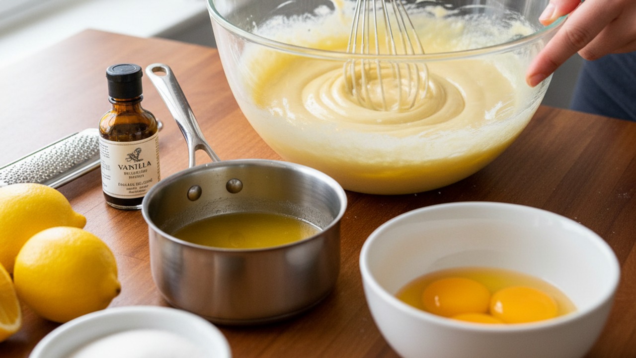 Whisk the lemon cake batter