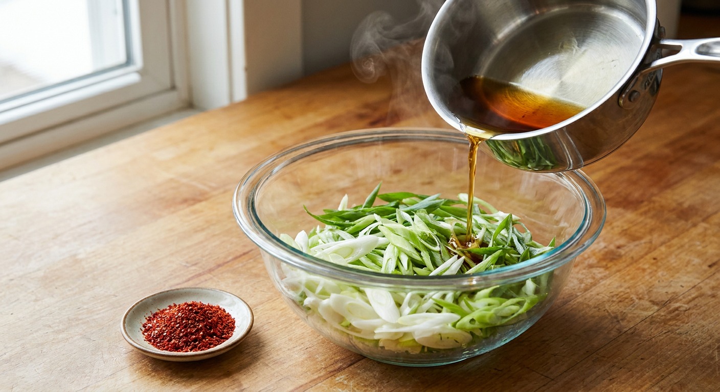 Make spicy scallion oil (5 minutes)