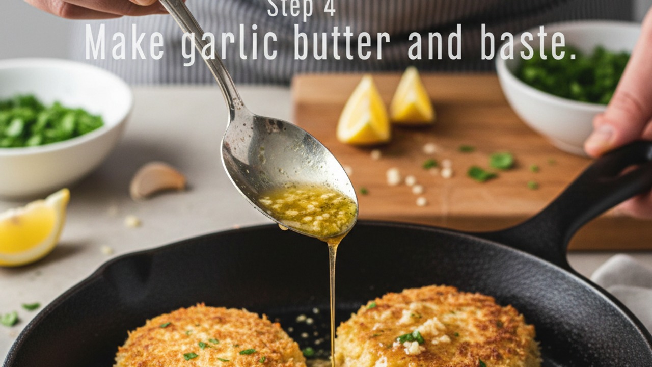 Make garlic butter and baste