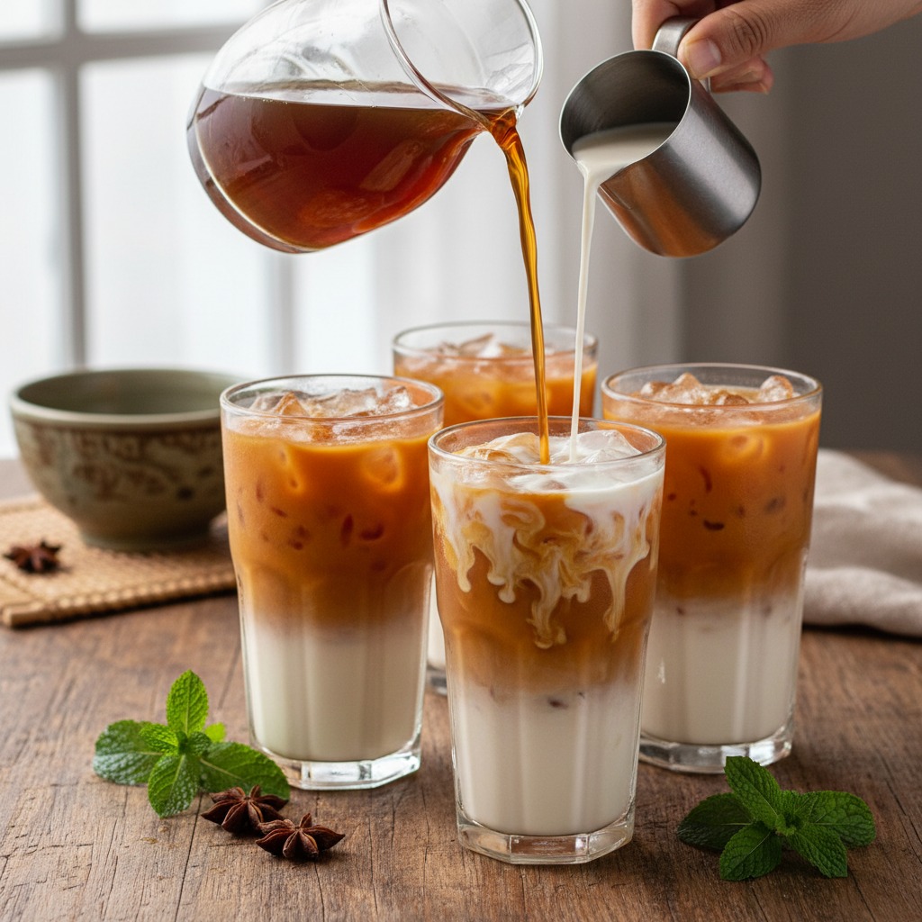 Assemble and top with evaporated milk