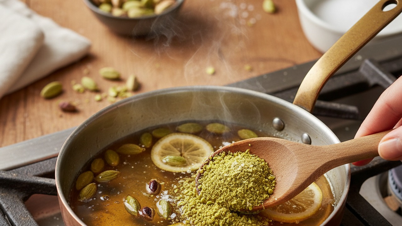 Make and simmer the syrup