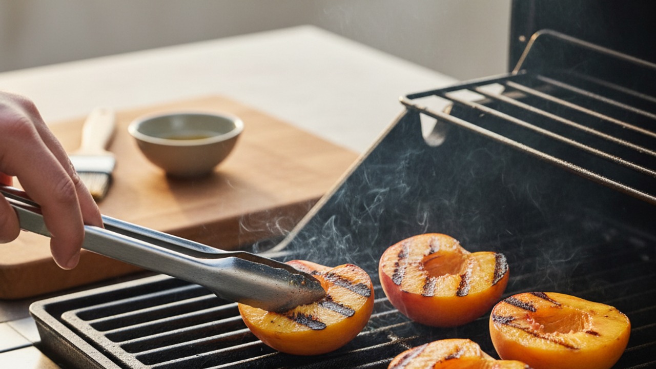 Prep and grill the peaches