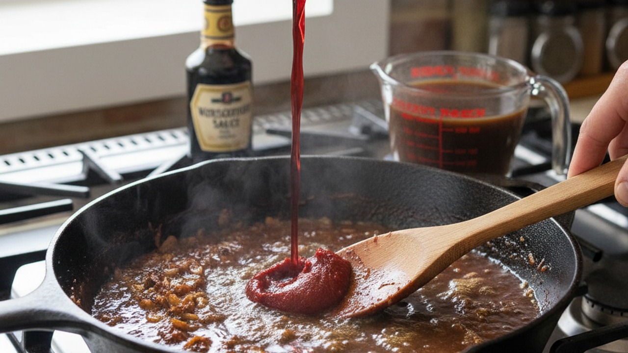 Deglaze and build the braising liquid
