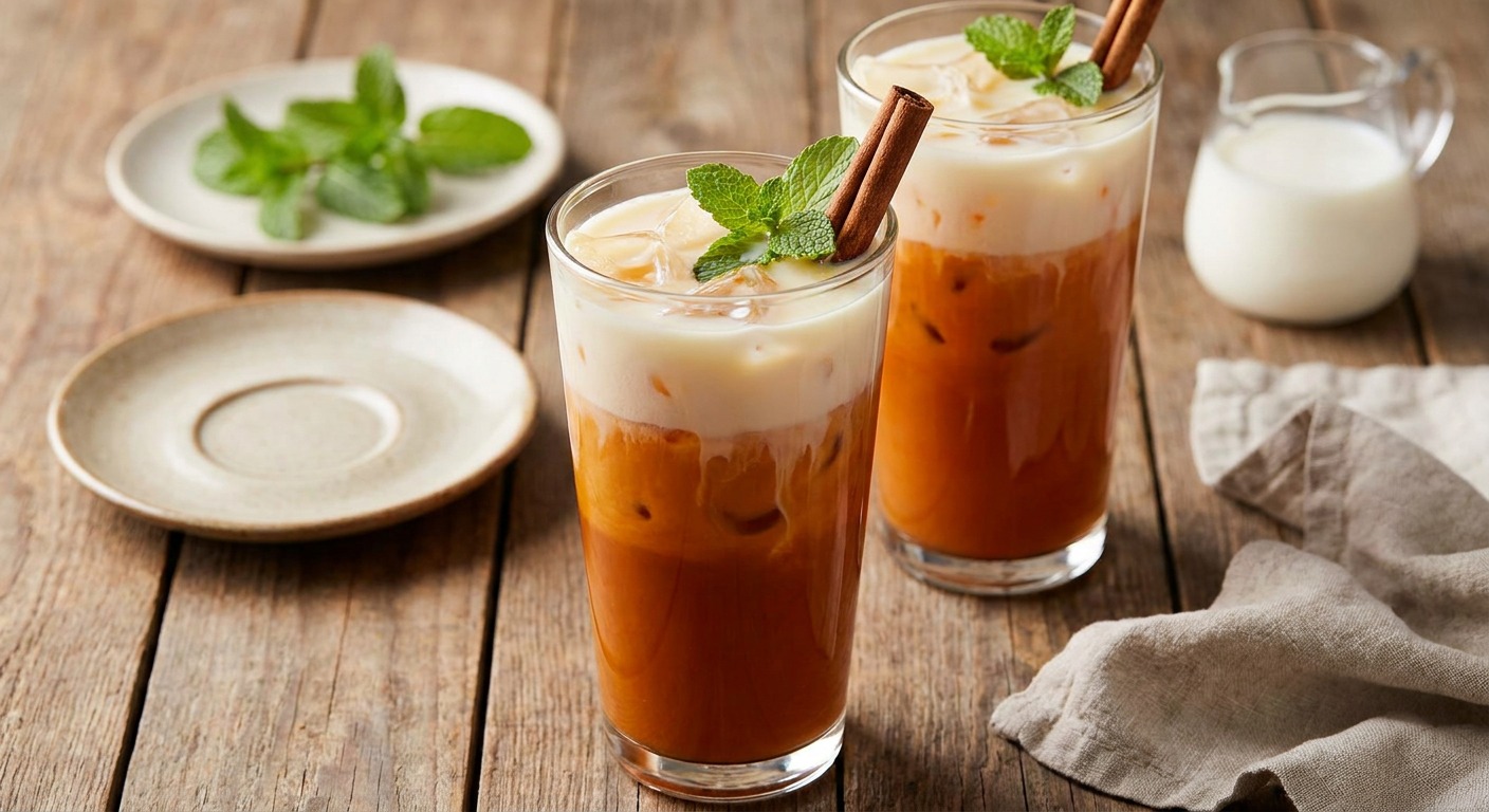 Authentic Thai Iced Tea Cha Yen with Condensed Milk