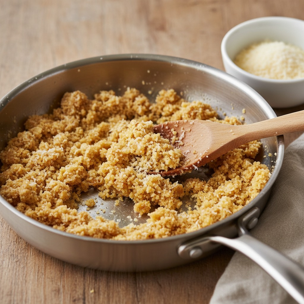 Make the crispy panko-Parmesan topping