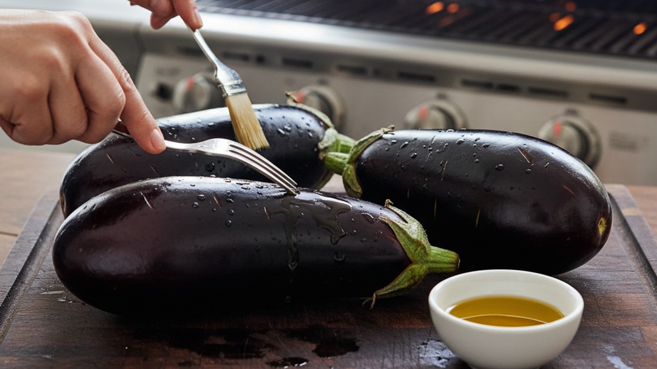 Prep eggplants and grill