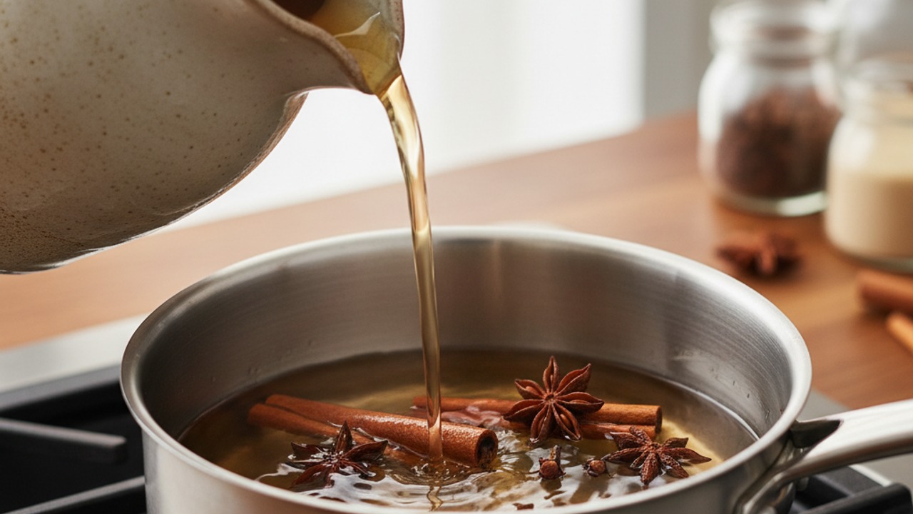 Combine cider and whole spices