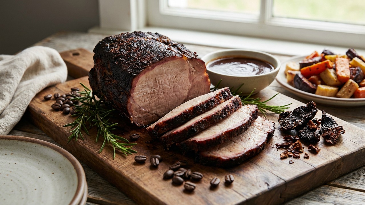Smoked Coffee-Chile Rubbed Pork Roast for Pellet or Offset Smokers