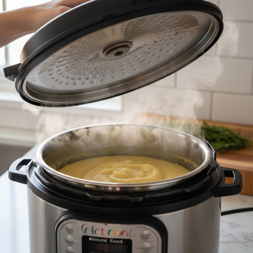 Pressure cook the polenta