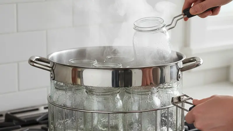 Process in a boiling-water canner