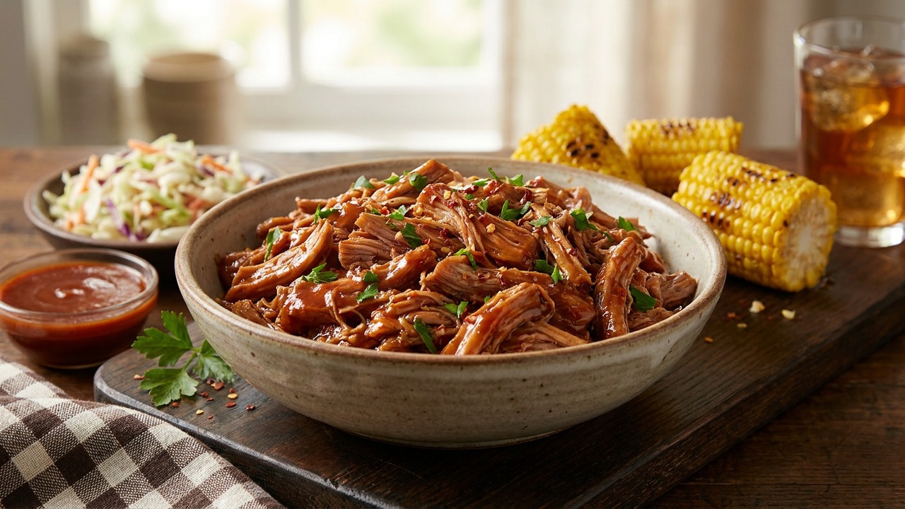 Traeger‑Style Pulled Pork Shoulder (Low and Slow) with Carolina Vinegar Sauce