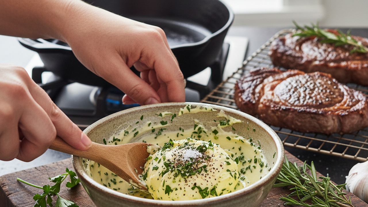Prepare the herb finishing butter
