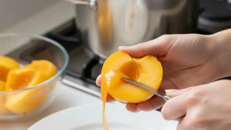 Prep and peel the peaches