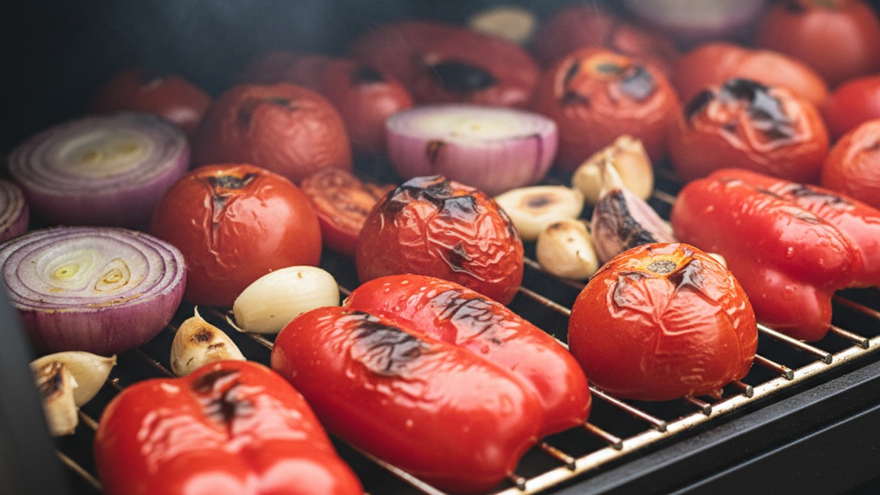 Smoke the vegetables