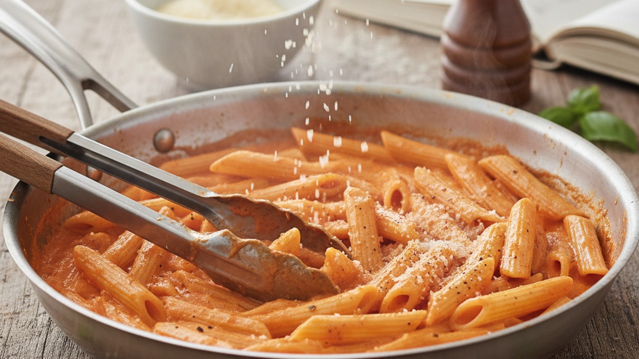 Toss pasta with sauce and serve