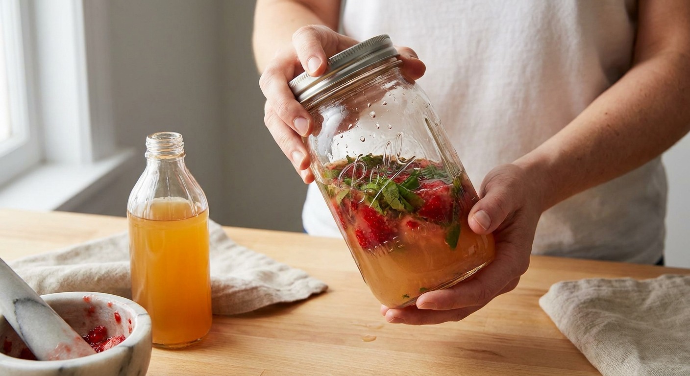 Add vinegar and shake to macerate