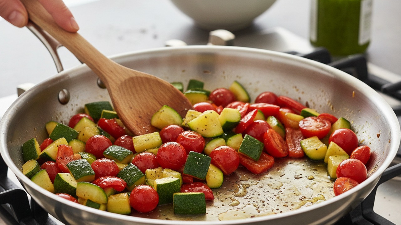 Pan-roast the vegetables