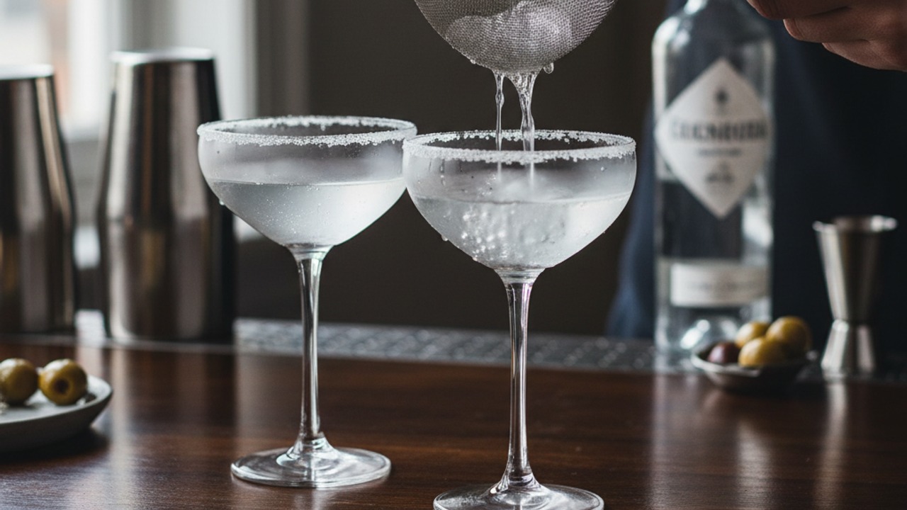 Strain into chilled glasses